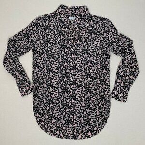 Equipment Femme Cream & Black Silk Printed Button-Up Long Sleeve Blouse XXS